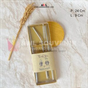 Jual Souvenir Pernikahan Bogor Cutlery Stainless Straw Set Mika Box